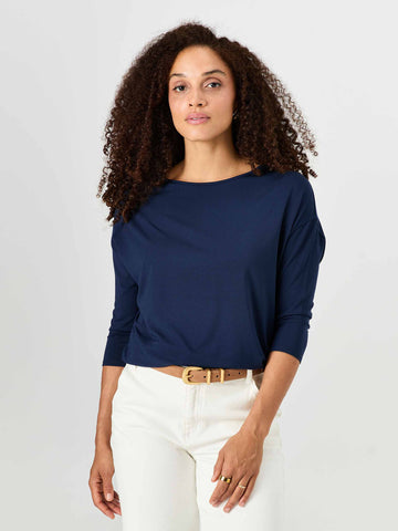 Modal Luxe Layer Tee 3/4 Sleeve - Navy