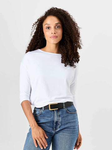Modal Luxe Layer Tee 3/4 Sleeve - White