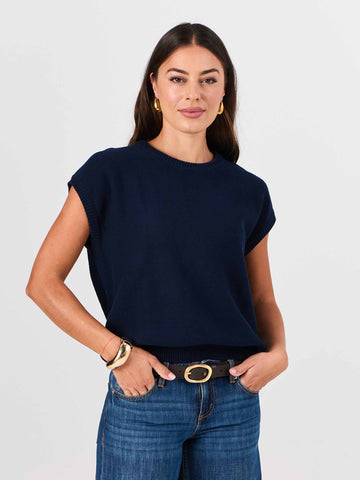Lee Cotton Knit Vest- Navy
