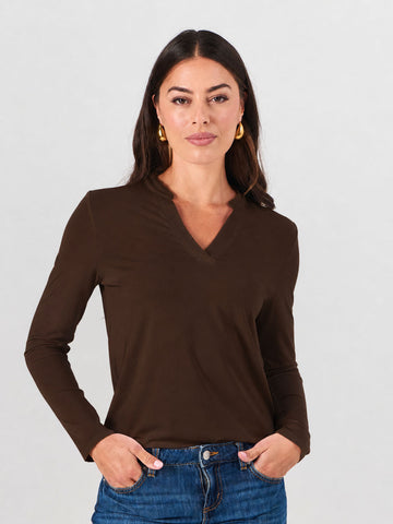 Nero Long Sleeve Top - Coffee Bean