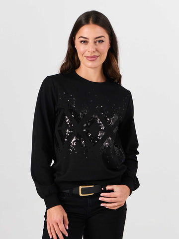 Natalie Sequin Sweatshirt - Black