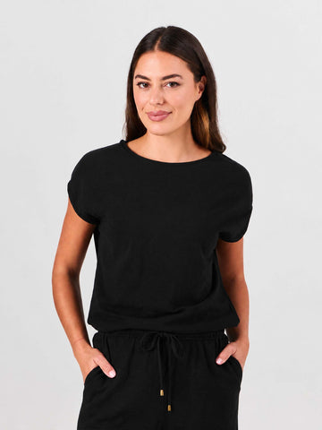 Textured Slub Luxe Layer Tee - Black