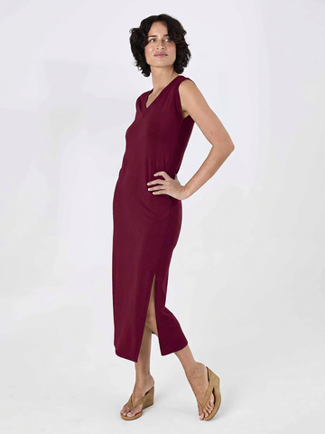 Everly V Neck Maxi  Dress - Sangria
