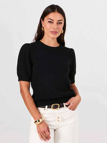 Claire Cotton Knit Top - Black