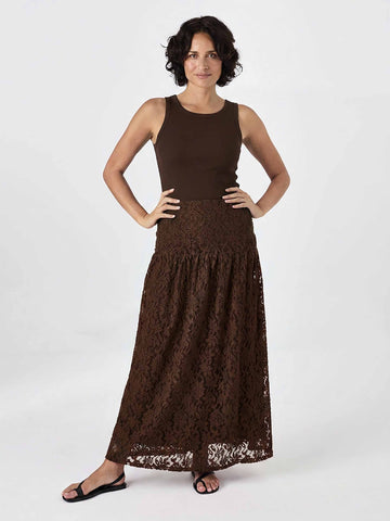 Chantelle Lace Skirt - Coffee Bean