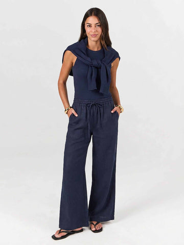 Sasha Linen Pants - Navy