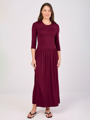 7/8 Sleeve Essential Maxi Dress  Sangria