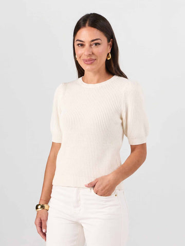 Claire Cotton Knit Top - Soft White