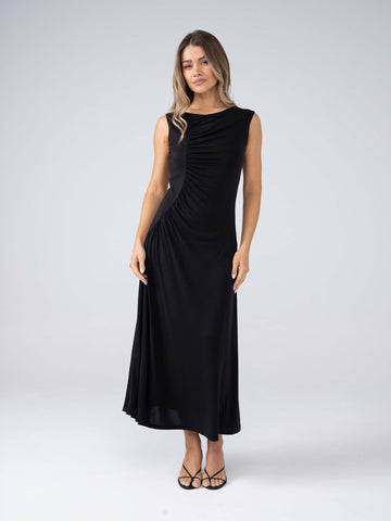 Marcia Gathered Dress - Black