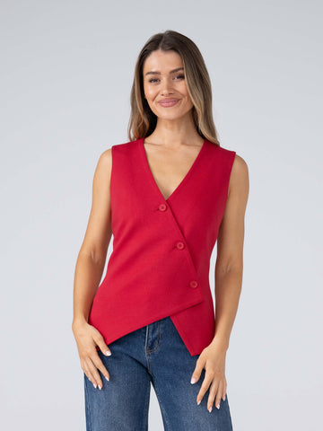Beck Fitted Waistcoat - Cherry