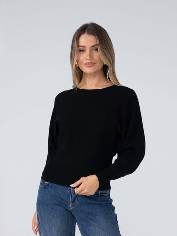 Elle Knit Slouch Sweater - Black