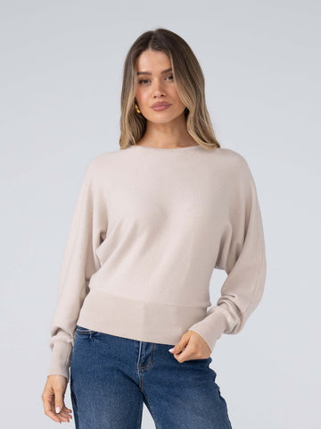 Elle Knit Slouch Sweater - Beige