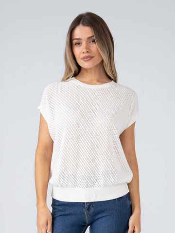 Hailey Cotton Knit Top - Soft White