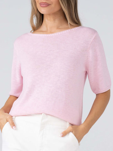 Belle Fine Knit Top - Pale pink