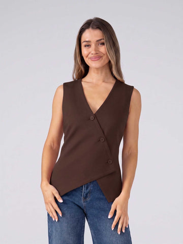 Beck Fitted Waistcoat - Coffee Bean