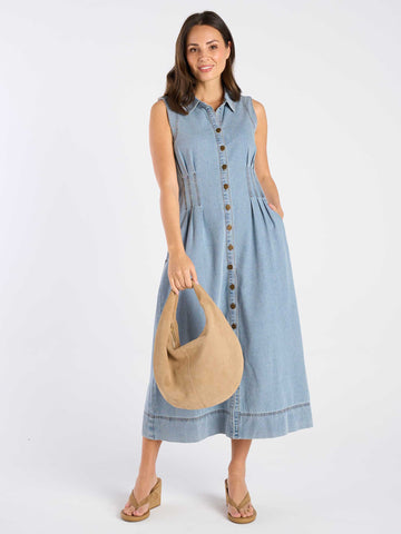 Evie Denim Dress - Light blue