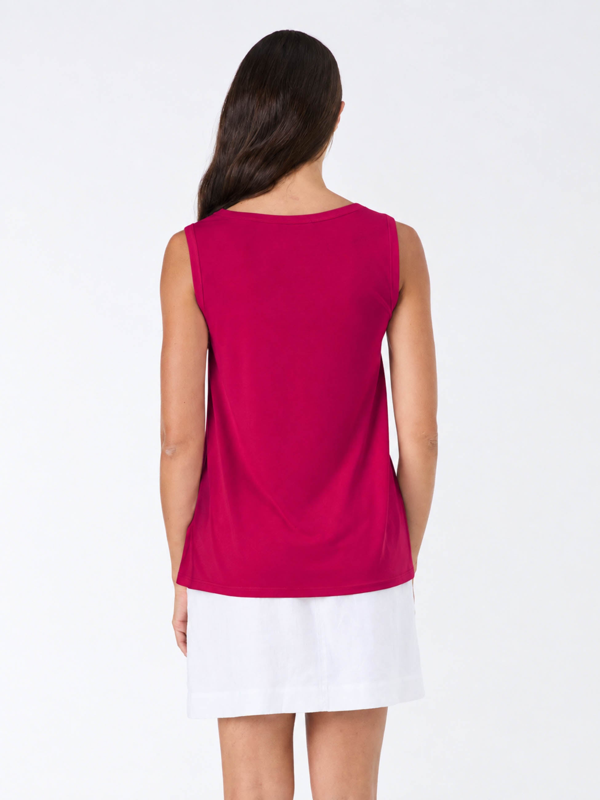 V Neck Swing Top -Cerise
