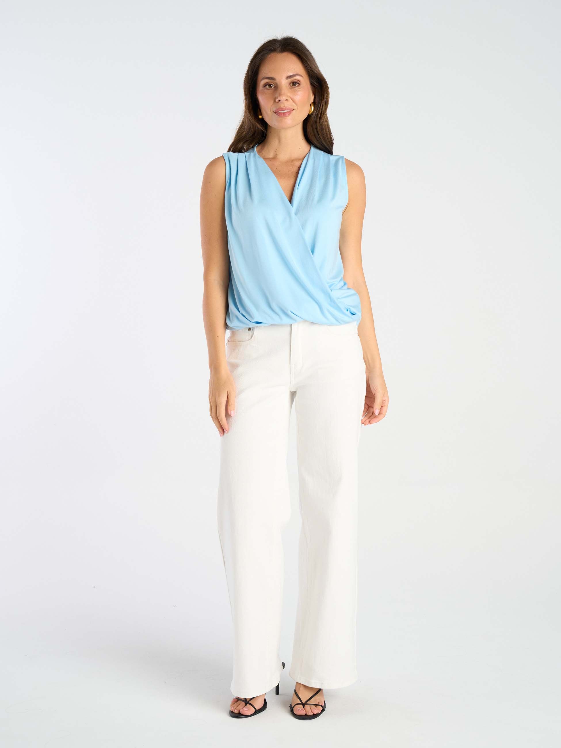 Athena Drape Top - Airy Blue