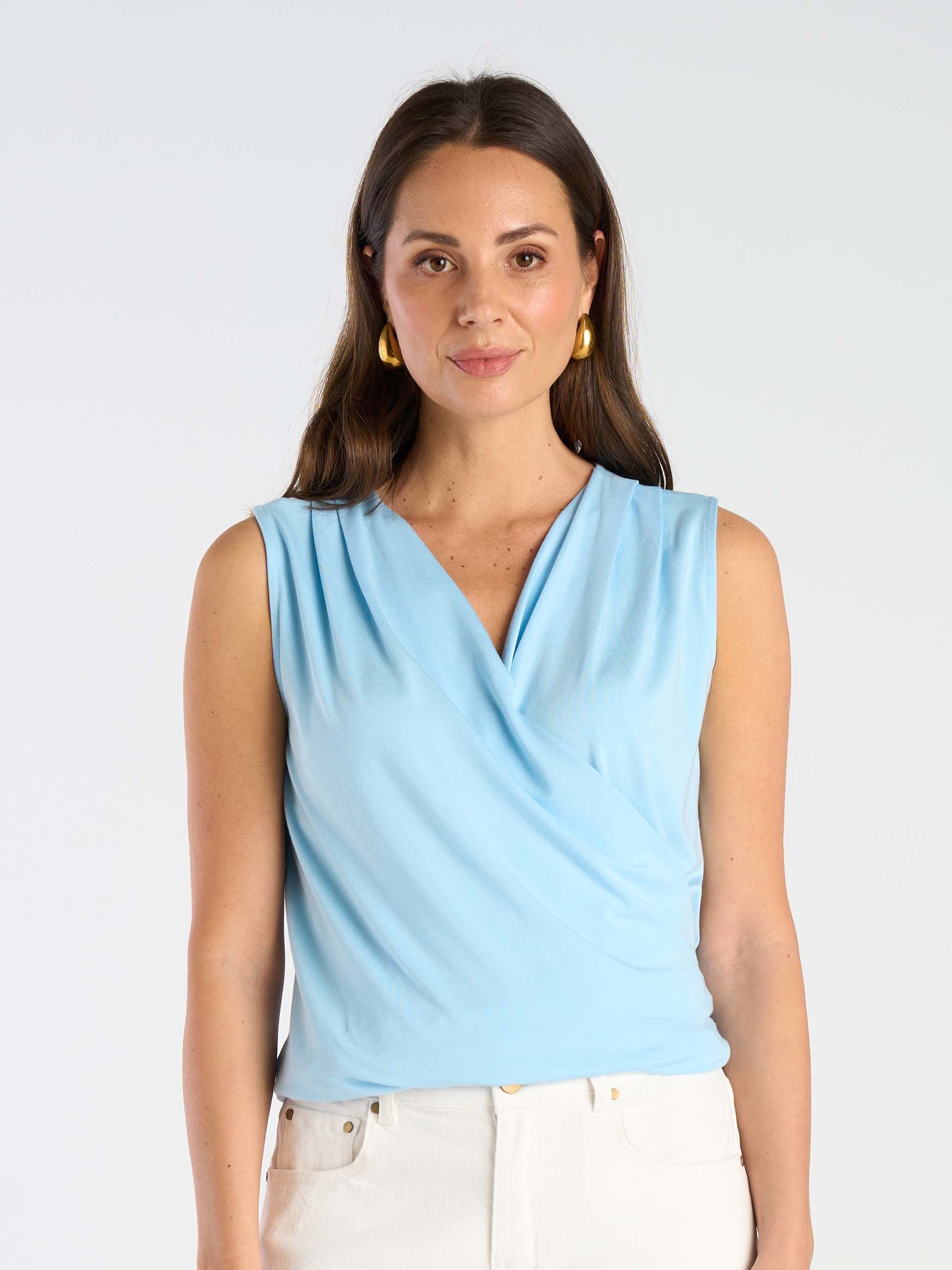 Athena Drape Top - Airy Blue