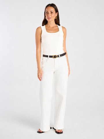 Rib Square Neck Tank - Soft White