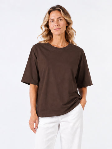 Relaxed Pima Cotton Tee - Coffee Bean