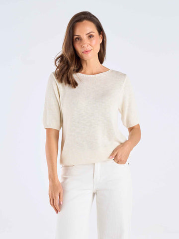 Belle Fine Knit Top - Soft White